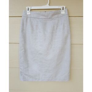 Banana Republic Linen Blend Pencil Skirt Womens Size 2 Gray Back Slit Career